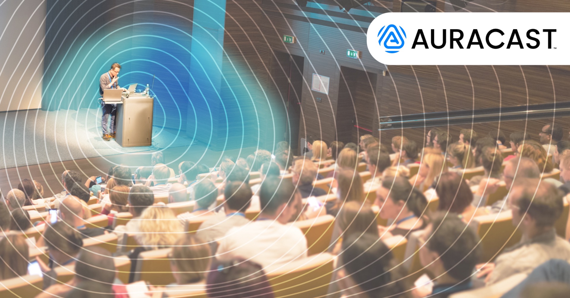 Auracast system in a lecture theatre