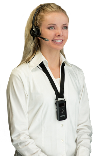 Tour guide using ListenTalk transceiver and headset