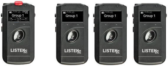 Listentalk two-way communication system with one leader and three participants