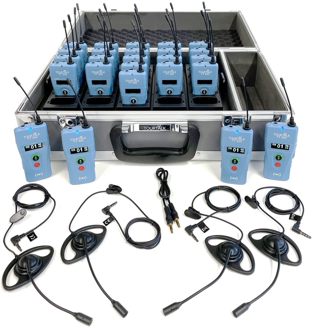 Tourtalk TT 300 two-way communication system with headsets and charger case